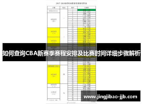 如何查询CBA新赛季赛程安排及比赛时间详细步骤解析